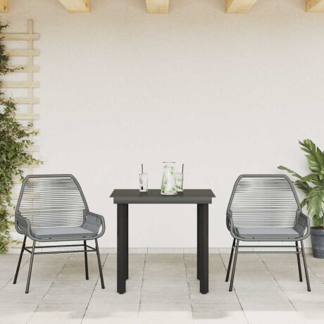 vidaXL 3-delige Tuinset met kussens poly rattan glas grijs afbeelding3 - 1