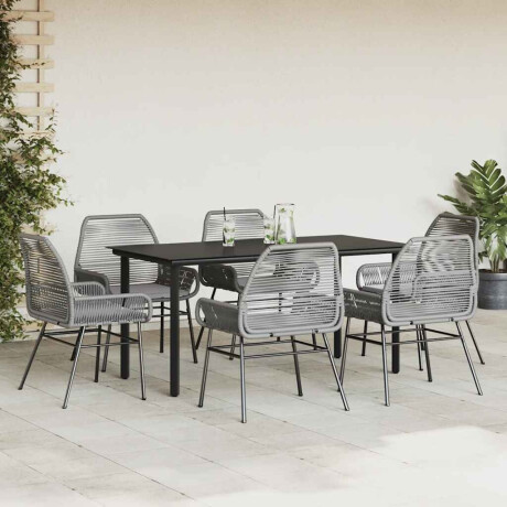 vidaXL 7-delige Tuinset met kussens poly rattan glas grijs afbeelding3 - 1