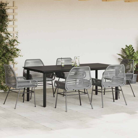 vidaXL 7-delige Tuinset met kussens poly rattan glas grijs afbeelding3 - 1