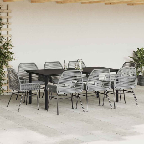 vidaXL 9-delige Tuinset met kussens poly rattan glas grijs afbeelding3 - 1