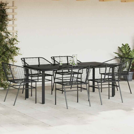 vidaXL 7-delige Tuinset poly rattan glas zwart afbeelding3 - 1