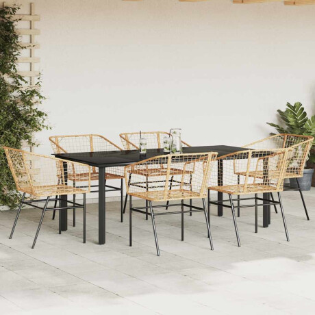 vidaXL 7-delige Tuinset poly rattan glas bruin afbeelding3 - 1