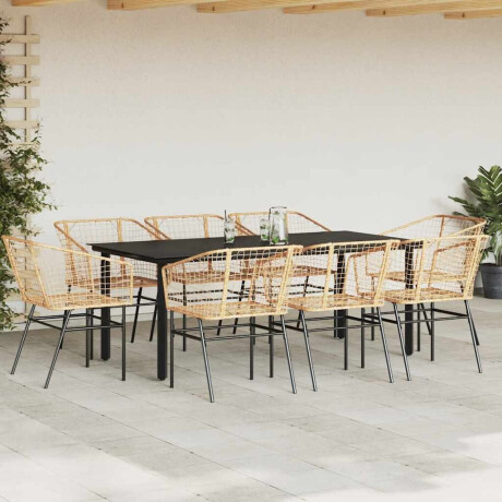 vidaXL 9-delige Tuinset poly rattan glas bruin afbeelding3 - 1