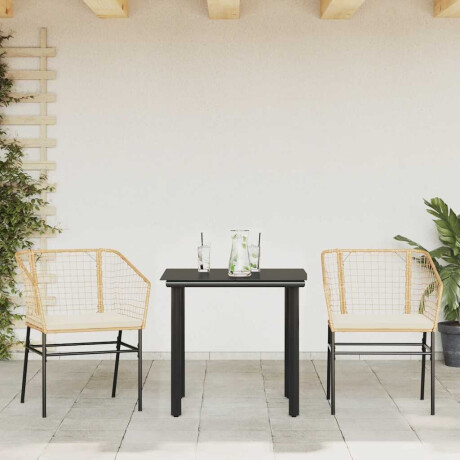 vidaXL 3-delige Tuinset met kussens poly rattan glas bruin afbeelding3 - 1