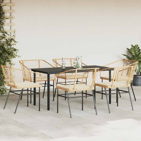 vidaXL 7-delige Tuinset met kussens poly rattan glas bruin afbeelding3 - 1