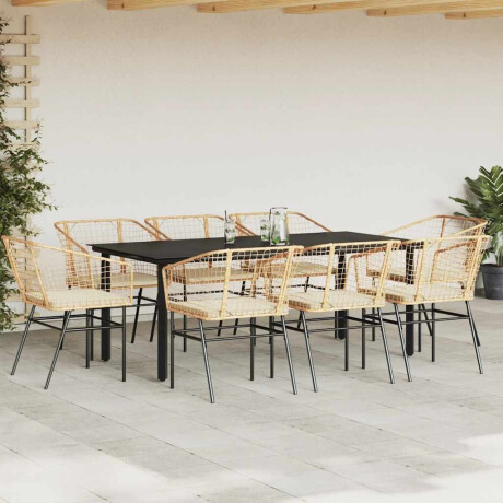 vidaXL 9-delige Tuinset met kussens poly rattan glas bruin afbeelding3 - 1