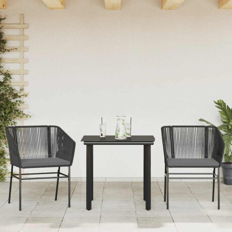 vidaXL 3-delige Tuinset met kussens poly rattan glas zwart afbeelding3 - 1