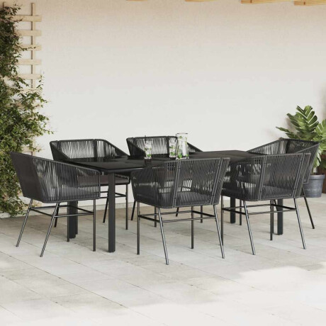 vidaXL 7-delige Tuinset met kussens poly rattan glas zwart afbeelding3 - 1