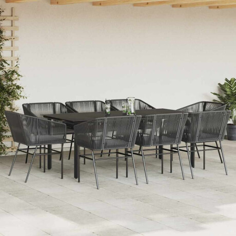 vidaXL 9-delige Tuinset met kussens poly rattan glas zwart afbeelding3 - 1