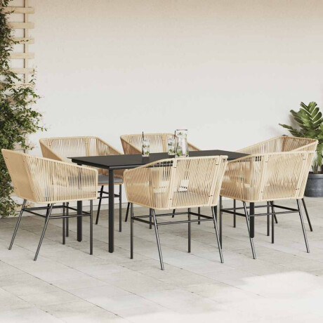 vidaXL 7-delige Tuinset met kussens poly rattan glas bruin afbeelding3 - 1