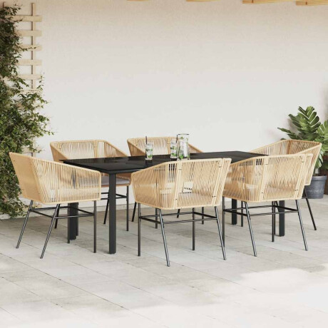 vidaXL 7-delige Tuinset met kussens poly rattan glas bruin afbeelding3 - 1