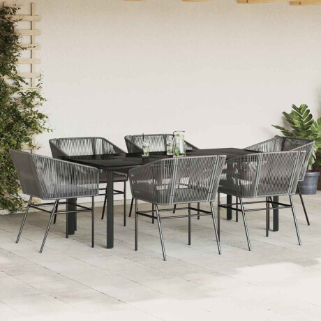 vidaXL 7-delige Tuinset met kussens poly rattan glas grijs afbeelding3 - 1