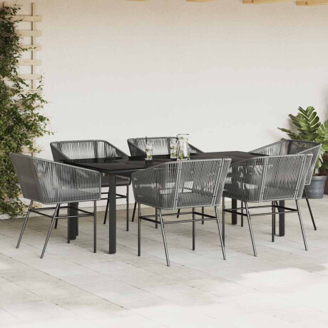 vidaXL 7-delige Tuinset met kussens poly rattan glas grijs afbeelding3 - 1