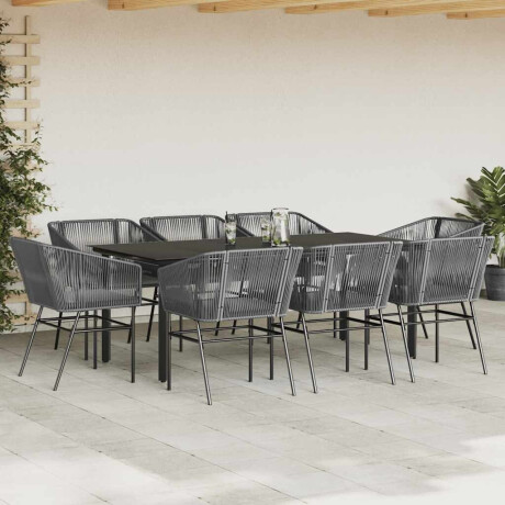 vidaXL 9-delige Tuinset met kussens poly rattan glas grijs afbeelding3 - 1