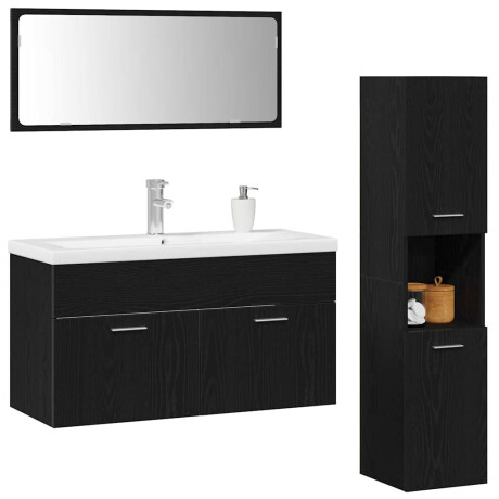 vidaXL Badkamermeubelset met lade 4 pcs Zwart Eiken Bewerkt hout afbeelding3 - 1