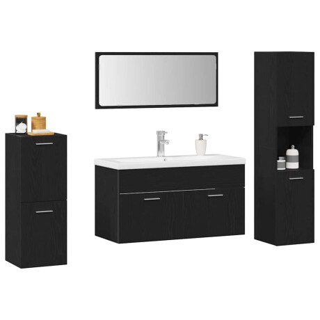 vidaXL Badkamermeubelset met plank 5 pcs Zwart Eiken Bewerkt hout afbeelding3 - 1