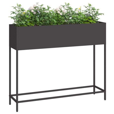 vidaXL Verhoogde Tuin Plantbak Zwart 100 x 26 x 82 cm Staal afbeelding3 - 1