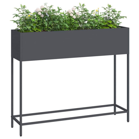 vidaXL Verhoogde Tuin Plantbak Antraciet 100 x 26 x 82 cm Staal afbeelding3 - 1