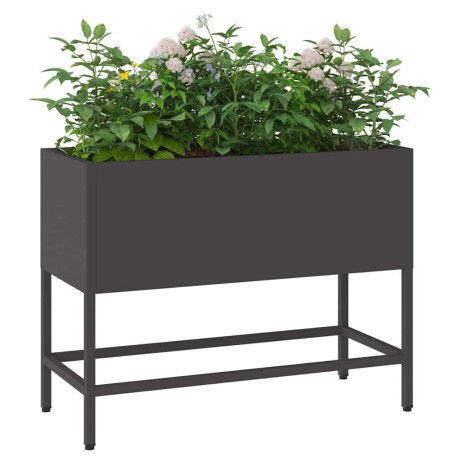 vidaXL Verhoogde Tuin Plantbak Zwart 60 x 26 x 45 cm Staal afbeelding3 - 1