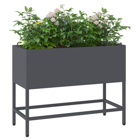 vidaXL Verhoogde Tuin Plantbak Antraciet 60 x 26 x 45 cm Staal afbeelding3 - 1