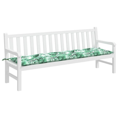 vidaXL Tuinbankkussen met bladpatroon, 200x50x7 cm, Oxfordstof afbeelding3 - 1