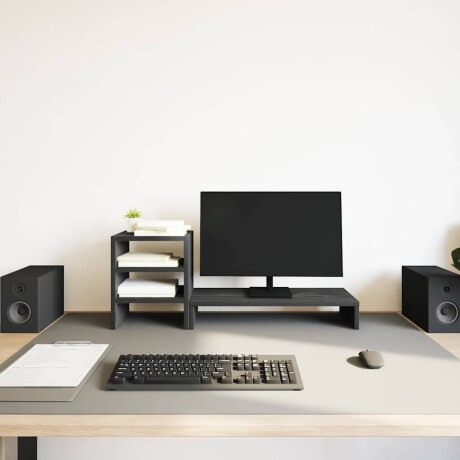 vidaXL Monitorstandaard met bureau-organizer, zwart eikenhout afbeelding3 - 1