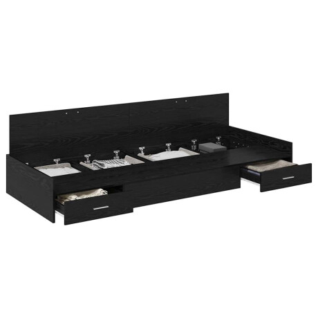 vidaXL Bedframe met hoofdeinde Zwart Eiken 98.5 x 200 cm Bewerkt hout afbeelding3 - 1