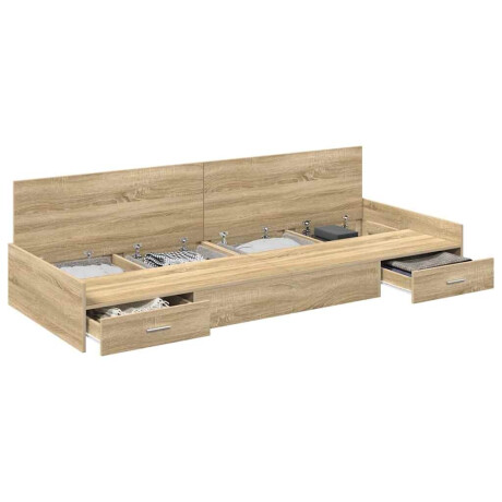 vidaXL Bedframe met hoofdeinde Sonoma Eiken 98.5 x 200 cm Bewerkt hout afbeelding3 - 1