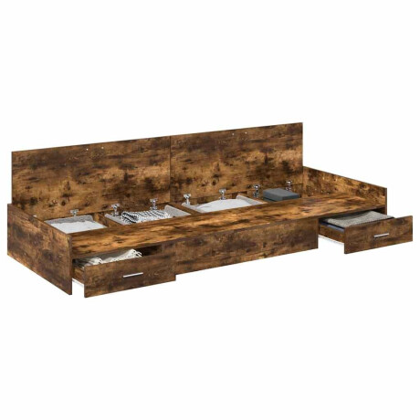 vidaXL Bedframe met hoofdeinde Gerookt eiken 80 x 200 cm Bewerkt hout afbeelding3 - 1