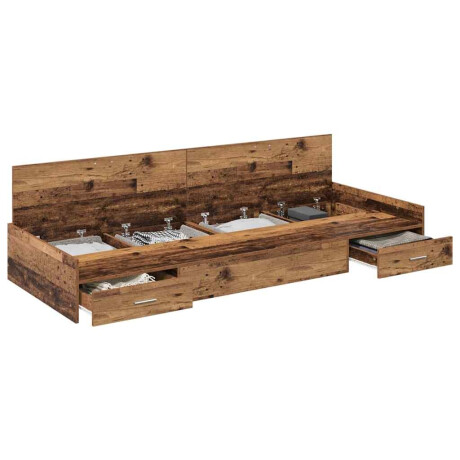 vidaXL Bedframe met hoofdeinde Oud Hout 90 x 190 cm Bewerkt hout afbeelding3 - 1