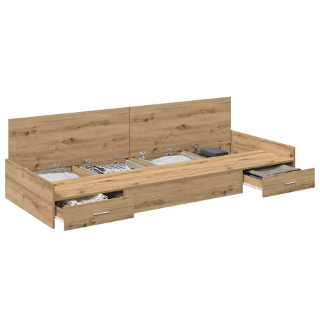 vidaXL Bedframe met hoofdeinde Artisan Eiken 75 x 190 cm Bewerkt hout afbeelding3 - 1
