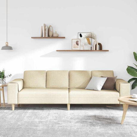 vidaXL Woonkamer Bank Crème 250 x 77 x 76 cm Polyester afbeelding3 - 1