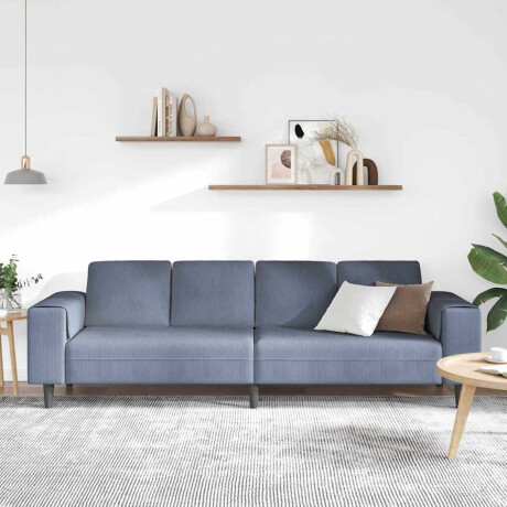 vidaXL Stoffen Bank met kussen Blauw 208 cm Katoenen stof afbeelding3 - 1