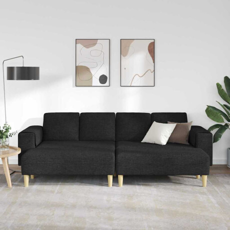 vidaXL Woonkamer Bank 3 pcs Zwart Polyester afbeelding3 - 1