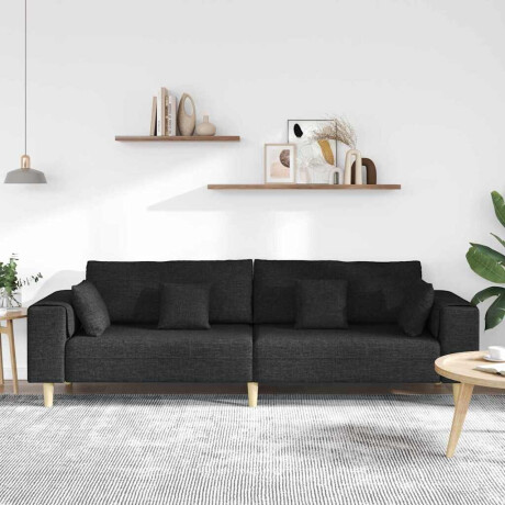 vidaXL Bank met kussen Zwart 250 x 77 x 76 cm Stof afbeelding3 - 1