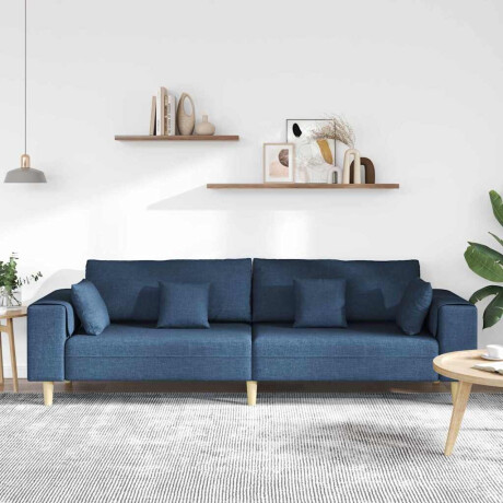 vidaXL Bank met kussen Blauw 250 x 77 x 76 cm Stof afbeelding3 - 1