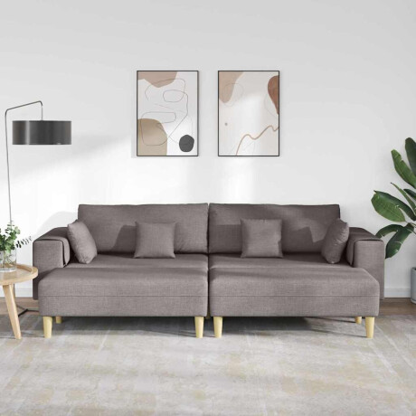 vidaXL Bank met kussen 3 pcs Taupe Stof afbeelding3 - 1