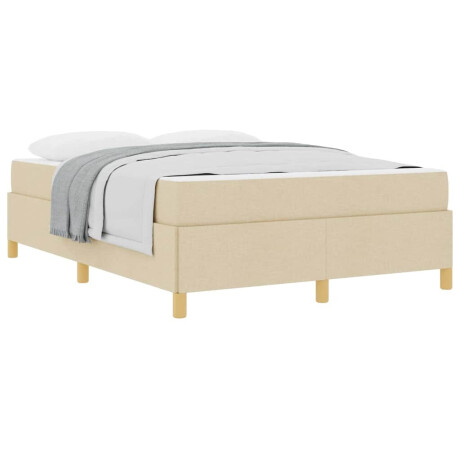 vidaXL Boxspring bed met matras Crème en Wit 140 x 190 cm Stof afbeelding3 - 1