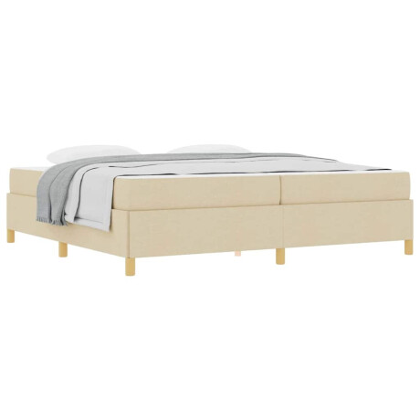 vidaXL Boxspring bed Anders Wit en Crème 200 x 200 cm Stof afbeelding3 - 1