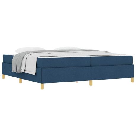 vidaXL Boxspring bed Blauw en Donkerblauw en Wit 200 x 200 cm Stof afbeelding3 - 1
