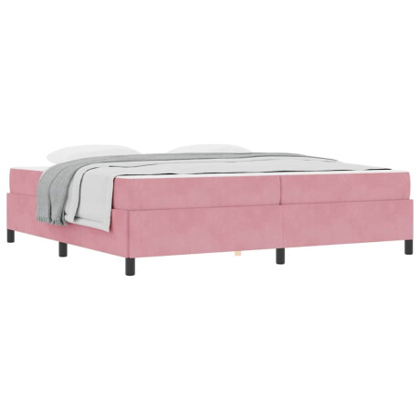 vidaXL Bedframe met matras Roze en wit 200 x 200 cm Fluweel afbeelding3 - 1