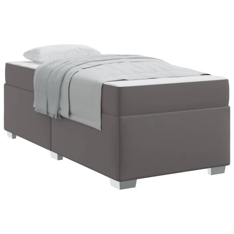 vidaXL Bedframe met matras Grijs 100 x 200 cm Stof afbeelding3 - 1