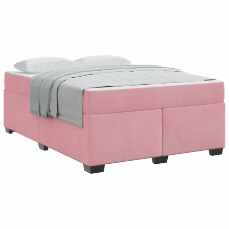 vidaXL Bedframe met matras Anders Roze 160 x 200 cm Fluweel afbeelding3 - 1