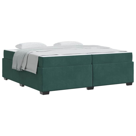 vidaXL Bedframe met matras met matras Donkergroen 200 x 200 cm Fluweel afbeelding3 - 1