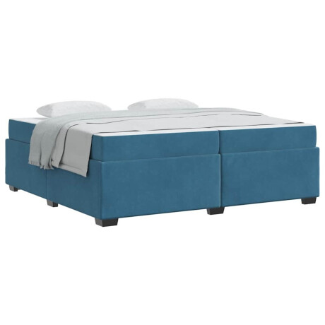 vidaXL Bedframe met matras Donkerblauw 200 x 200 cm Fluweel afbeelding3 - 1