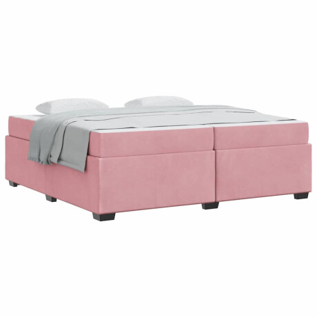 vidaXL Bedframe met matras Roze 200 x 200 cm Fluweel afbeelding3 - 1