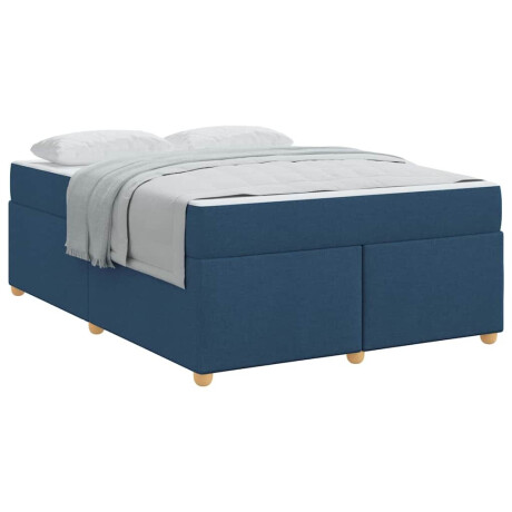 vidaXL Bedframe met matras Blauw 140 x 200 cm Stof afbeelding3 - 1