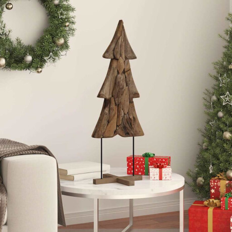 vidaXL Kerstboom met standaard Bruin 90 cm Massief teakhout afbeelding3 - 1