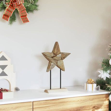 vidaXL Kerstster Bruin 31 x 15 x 46 cm Massief Teakhout afbeelding3 - 1