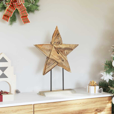 vidaXL Kerstster Bruin 43,5 x 13,5 x 59 cm Massief Teakhout afbeelding3 - 1